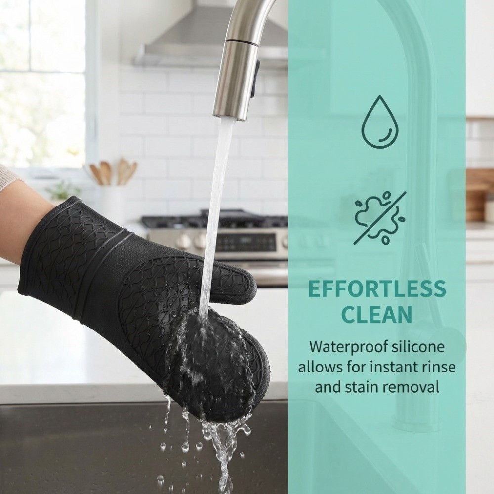 Oven Mitt Silicone - Professional Silicone Oven Mitts Honeycomb Non-Slip